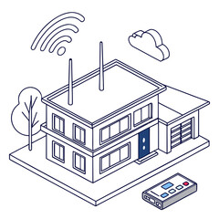 Smart home with wifi and remote control isolated on