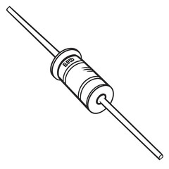 Resistor isolated on, close up, top view, single object