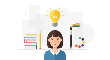 Creative girl with bright ideas, ready to learn and express herself through art and education for inspiring future, perfect for back to school themes.
