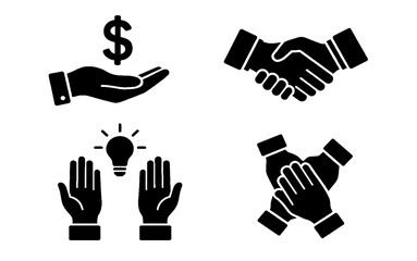 Business and Collaboration Hand Icon Set