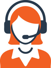 Orange haired woman with headset represents communication and technical customer support very well