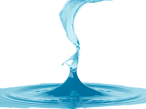 Water drop splashing into water isolated on transparent background, a clean concept