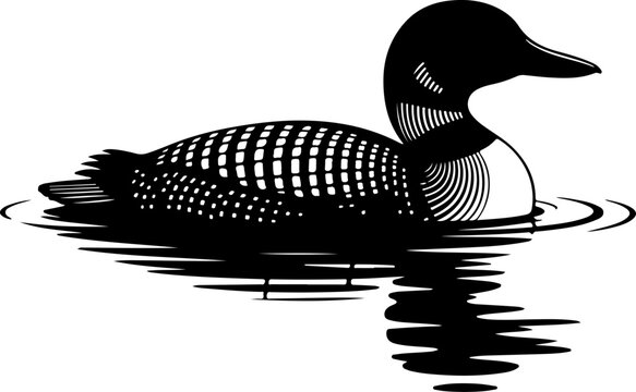 Duck loon silhouette vector illustration