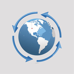 Fototapeta premium Global Circulation: Arrows Encircling the Earth Depicting Worldwide Movement.