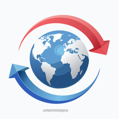 Fototapeta premium Global Business Network: Arrows Circling the World.