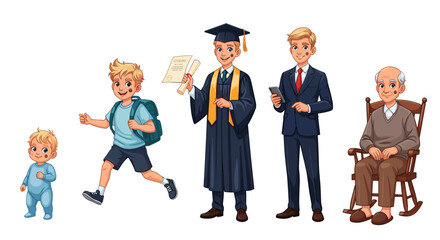 Lifecycle Stages Visualizing Development from Infancy to Elderly in a Timeline
