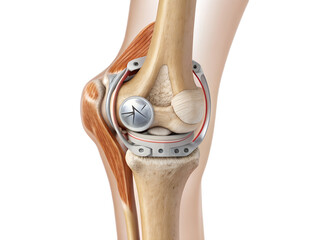3d rendering of total knee replacement showing artificial implant
