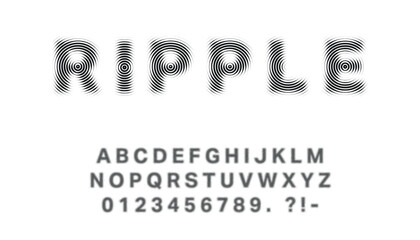 Ripple wave font with concentric line pattern effect