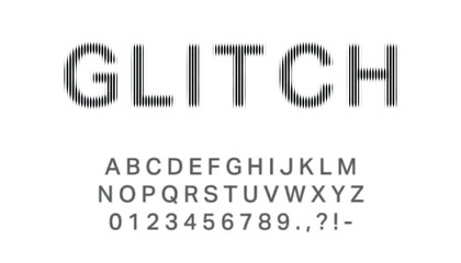 Glitch effect font with vertical line distortion on letters