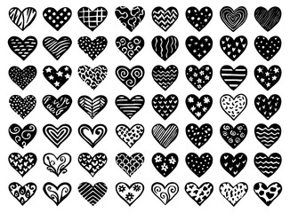 Vector black and white heart pattern design ornament vintage floral lace floral doodle