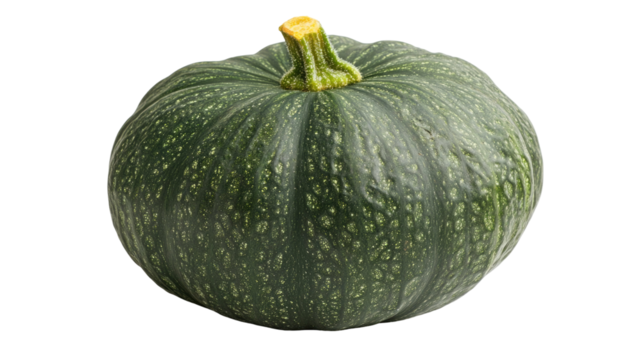 Green bumpy squash sitting upright with textured surface and natural fresh vegetable appearance clearly displayed isolated on white background