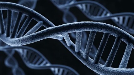 Striking DNA strand helix animation spinning for medical research or scientific study, representing the building blocks of life in motion