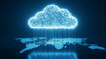 Dynamic cloud computing network connecting global data streams with futuristic technology, showing worldwide digital connectivity and data transfer - Powered by Adobe