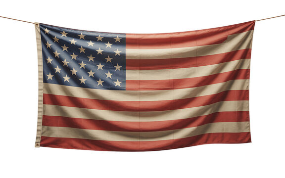 American flag hanging on a rope