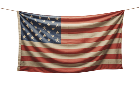 American flag hanging on a rope