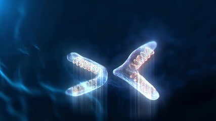 3D animation of a glowing blue chromosome separating with golden DNA strand, scientific educational video footage - Powered by Adobe