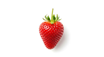 Vibrant ripe strawberry isolated on a clean white background, showcasing its fresh texture and bright red color.