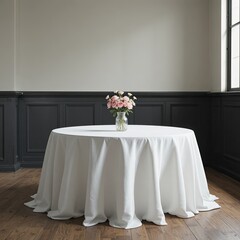 Elegant Floral Arrangement on Round Table in Minimalist Indoor Setting