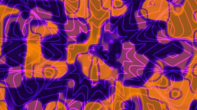 Abstract orange, purple, and magenta kaleidoscope overlay pattern suitable for backgrounds, wallpaper, branding, and digital design projects for vibrant visuals.