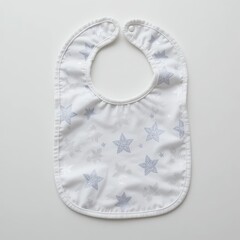 Infant Bib with Star Pattern on White Background, Baby Accessories, Photography, Simple Design, Studio Setting, Close-Up View