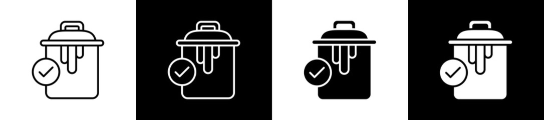 Cmyk icon set in line and glyph style on black and white background
