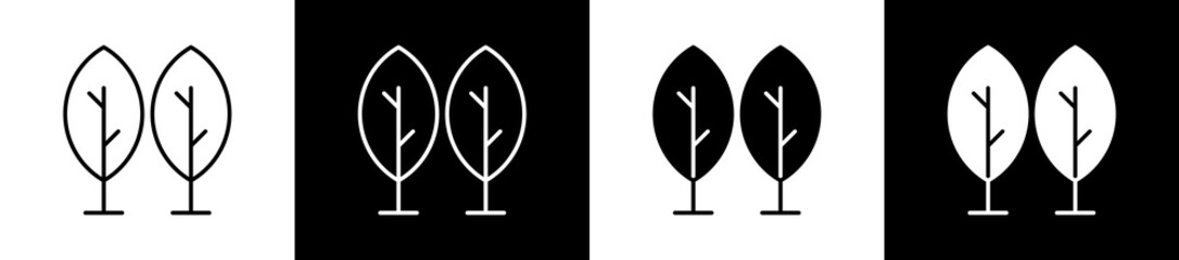 Outdoor icon set in line and glyph style on black and white background