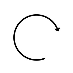 Curved arrow icon symbolizing refresh, reload, cycle, update, and return functions, ideal for web, app, and digital interfaces design.