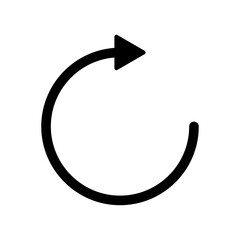 Curved refresh arrow icon, representing reload, update, undo, or repeat functionality in user interfaces, web, and app design.