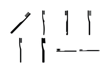 Toothbrush Silhouette Vector Icon Set