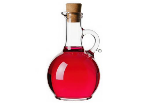 Glass Pitcher filled red liquid isolated on transparent background