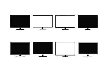 Monitor Screen Silhouette Vector Icon Set