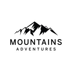 Vintage Hand Drawn Retro Mountain logo design vector template