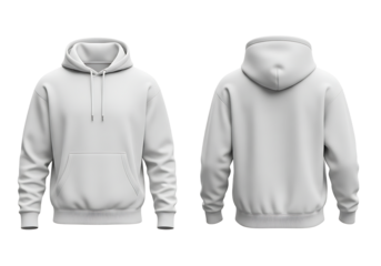 Blank White Hoodie Mockup Front Back Customizable Apparel Design Ecommerce Template