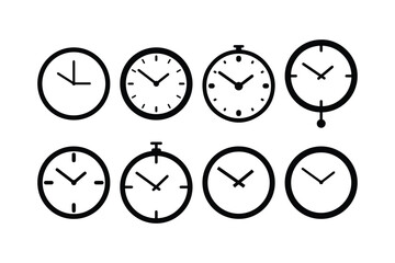 Clock Silhouette Vector Icon Collection