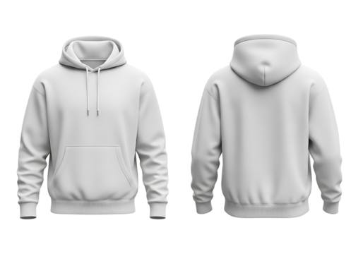 Blank White Hoodie Mockup Front Back Customizable Apparel Design Ecommerce Template