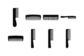 Comb Silhouette Vector Icon Set