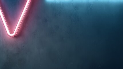 Vibrant blue and pink neon triangular frame glowing against dark wall with bold advertising feel and spacious copy area