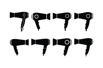 Hair Dryer Silhouette Vector Icon Set