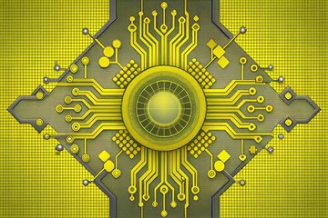 Abstract Circuit Board Design in Yellow and Grey for Technology Backgrounds