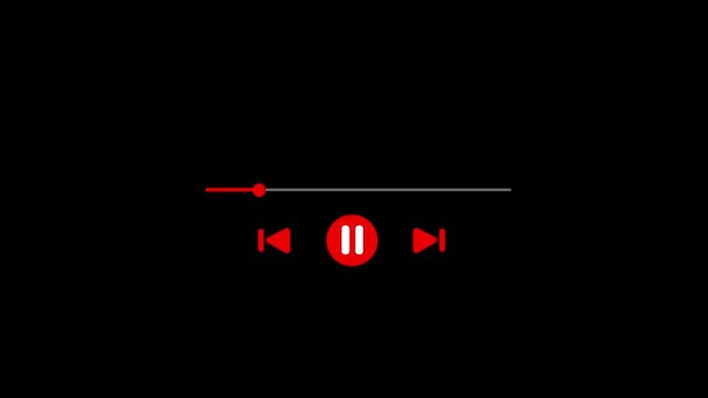 Video and audio music play button animation icon on black background. Play button animation icon concept.