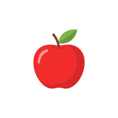 Red apple sits isolated on white surface, showcasing its vibrant color and smooth texture, evoking freshness and simplicity.