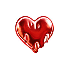Melting Red Heart Illustration. Symbol Of Passion And Emotional Intensity Isolated On Transparent Background