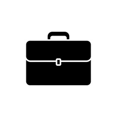 Black briefcase sits on a white surface, symbolizing professionalism and readiness for business matters in a simple, modern style.
