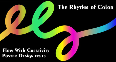 Rainbow abstract swirls on a dark background, vibrant and flowing