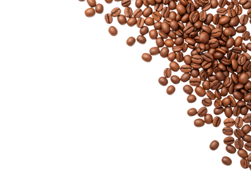 Energizing Roasted Coffee Beans Scattered on White for Cafe Menu, Web Design and Branding