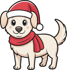 A santa clause hat cute Dog breed vector outline vector art Illustration  5
