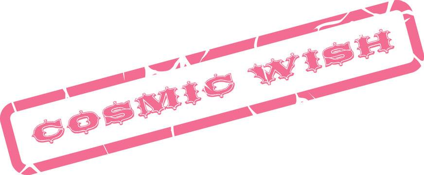 Distressed vintage style pink stamp featuring a cosmic wish for hopeful aspirations