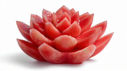 Watermelon flower carving isolated on white background, creative food art