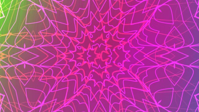 Abstract geometric kaleidoscope overlay pattern with pink lines radiating outwards. Suitable for backgrounds, banners, and modern design projects. - Powered by Adobe