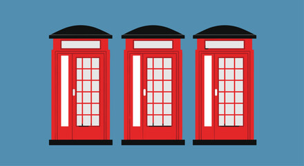 Obraz premium Iconic London red phone boxes stand in a row, representing classic British communication and urban charm